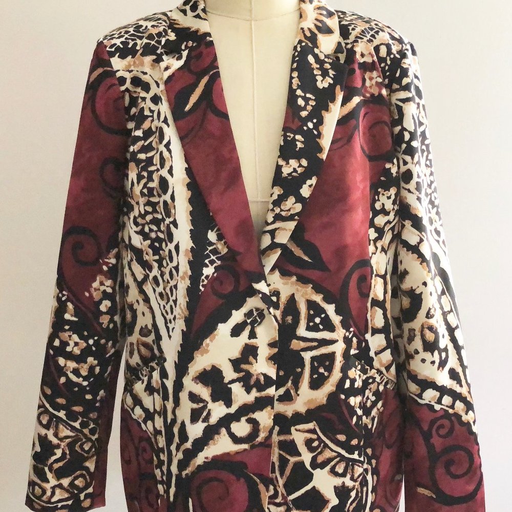 Chico's Black Multi Color Blazer Size 2 -  Medium